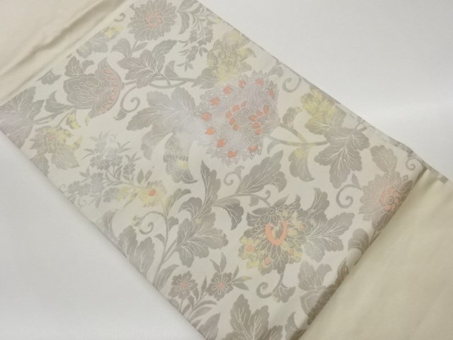 JAPANESE KIMONO / NAGOYA OBI / HIKIHAKU / WOVEN ARABESQUE FLOWER 